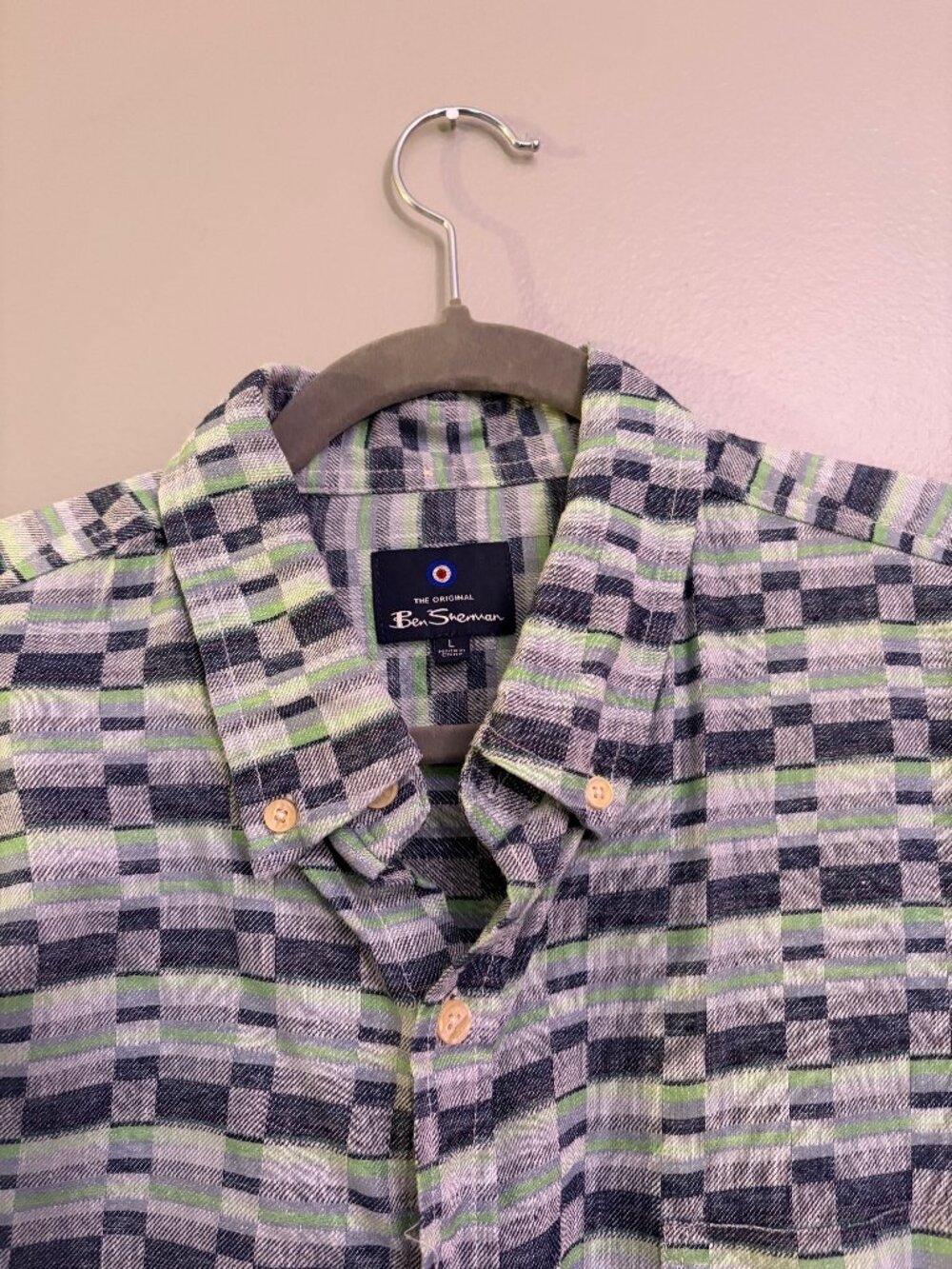 Ben Sherman Linen Blend Button Down –  Plaid (Men’s L)